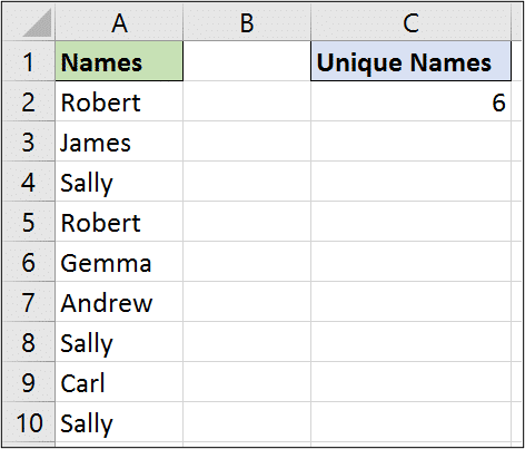 Count the unique values only with SUMPRODUCT and COUNTIF