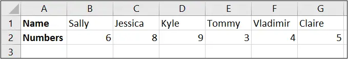 Excel data in rows