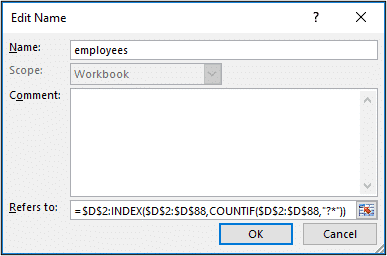 Create a dynamic named range in Excel