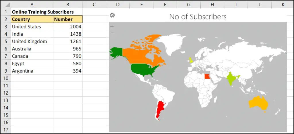 Geographic heat map in Excel