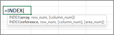 Excel INDEX function syntaxes