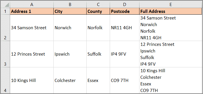 Insert line breaks when concatenating text