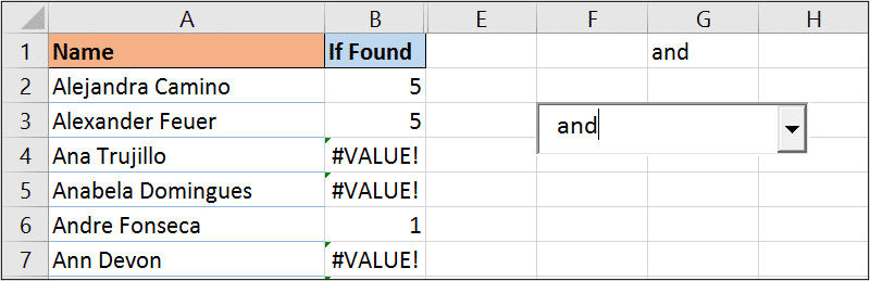 Check if entered characters occur in the name