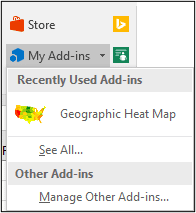 Recently used Add-ins in Excel
