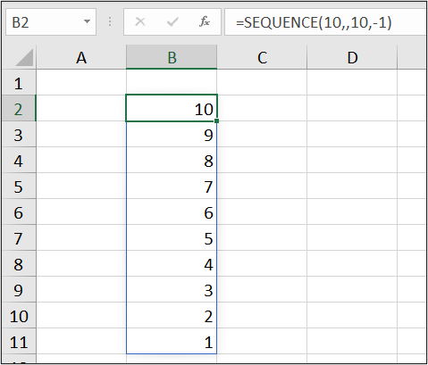 Reversing the order of the sequence