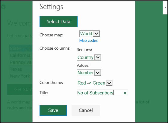 Setup options for the heat map