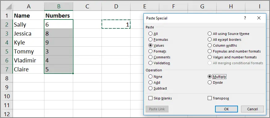 Paste special trick to convert text to number