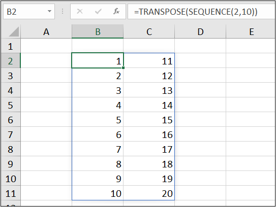 TRANSPOSE to reverse the rows and columns order