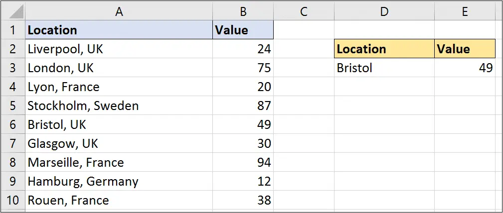VLOOKUP function with wildcard characters in Excel