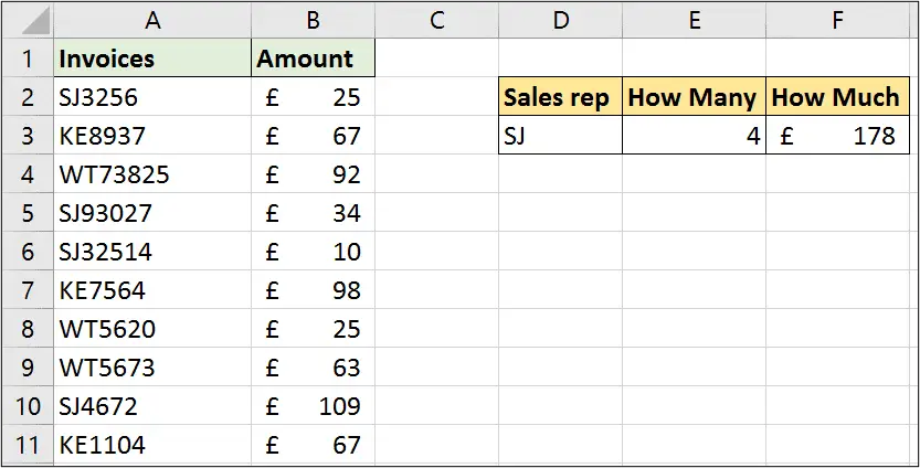 Wildcards with the SUMIF and COUNTIFS functions