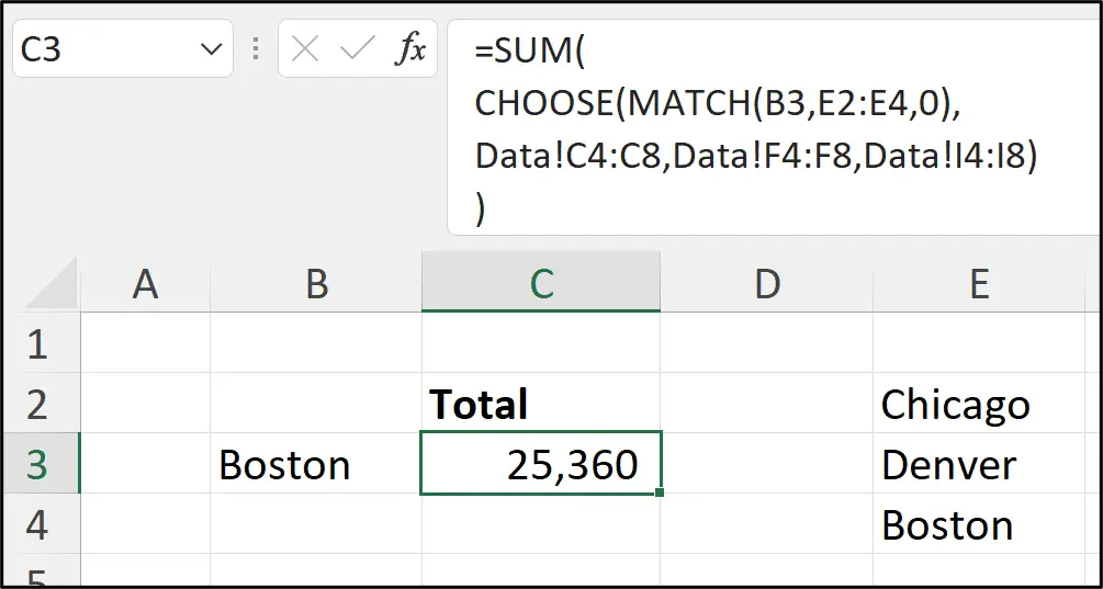 Dynamic SUM formula from drop-down list value