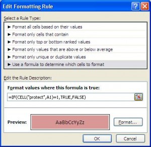 Conditional Formatting rule to format locked cells