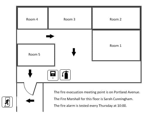 Completed fire evacuation plan in Visio