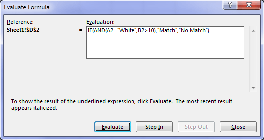 Evaluate formula in Excel