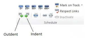Indent and outdent tasks in MS Project