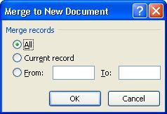 Mail merge to labels as a new document