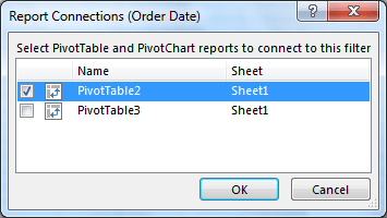 Connecting the slicer to multiple PivotTables