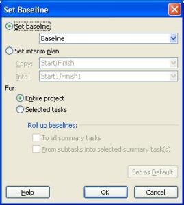 Setting a baseline in MS Project