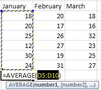 Using the AVERAGE function in Excel