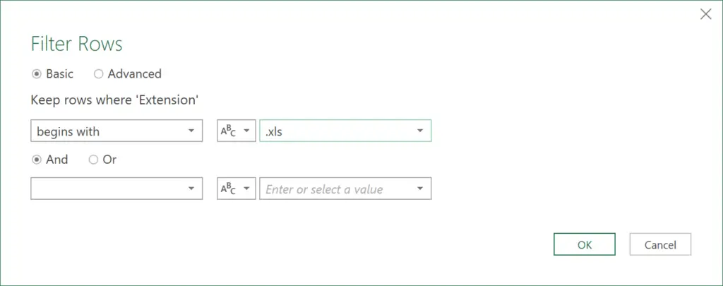 Filter to import multiple Excel files only