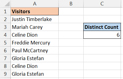 Distinct count formula in Excel with COUNTIF and SUMPRODUCT