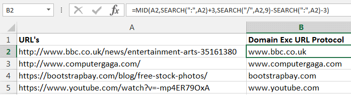 Extract the domain excluding the URL protocol