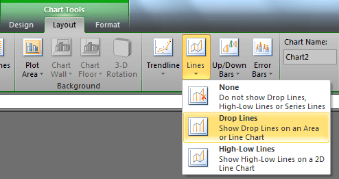 Add drop lines in Excel 2010