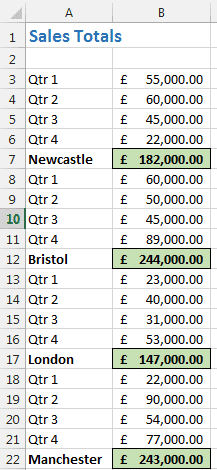 Sum every fifth row in Excel