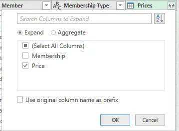 Choosing the columns you want to merge with the main table