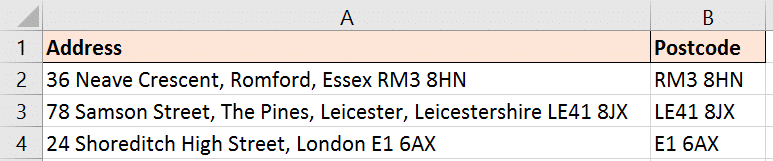 Extract postcode from an address with an Excel formula