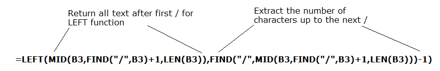 Excel formula to extract text between two characters