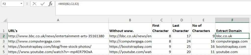 Helper columns to help explain the Excel formula