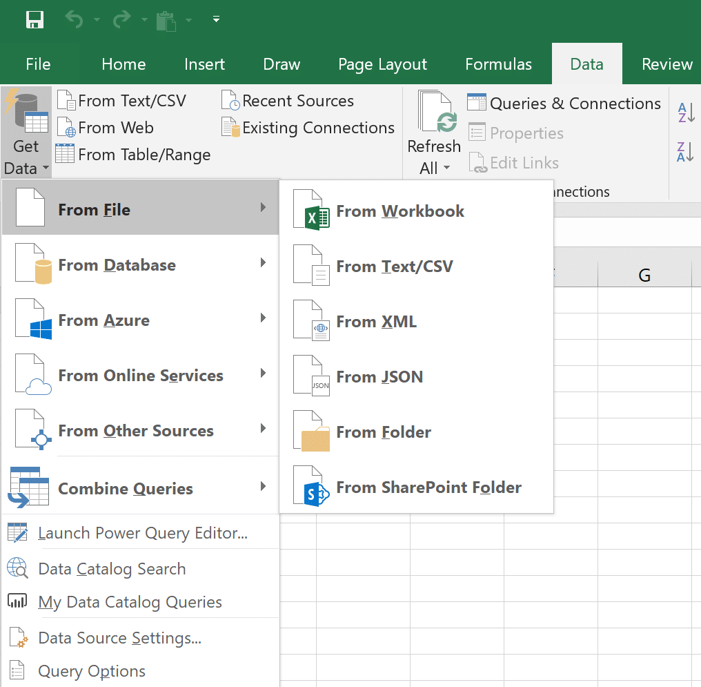 Import files from a folder in Excel