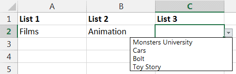 Multiple dependent drop down lists in Excel