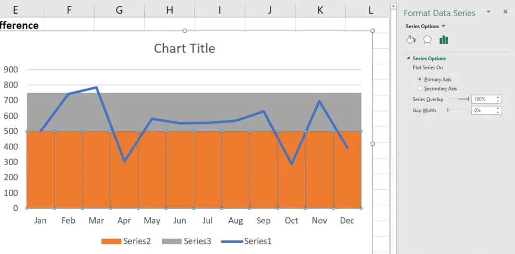 Remove the gap width from a stacked column chart
