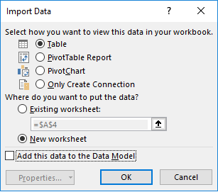 Creating a connection only query