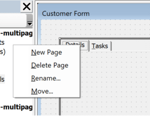 Renaming pages on the control