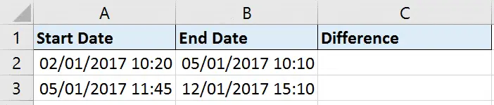 Calculate date and time difference in Excel