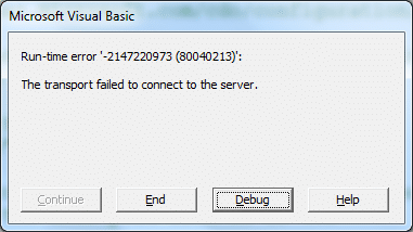 Transport failed to connect to the server error