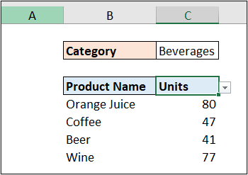 Units columns returned dynamically