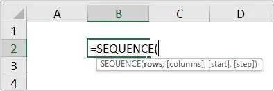 Syntax of the SEQUENCE function