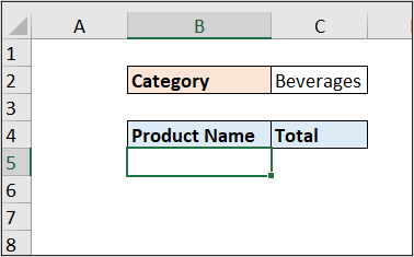 The Report sheet with filter criteria