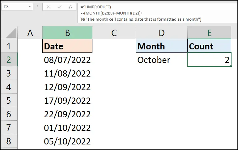 Excel N function used to display comment in a formula