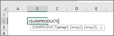 Syntax of the SUMPRODUCT function