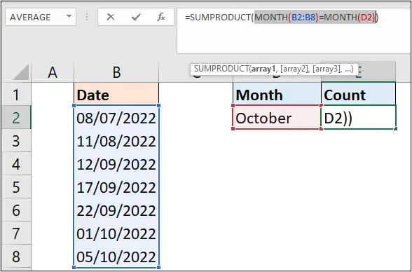 Selecting the expression in SUMPRODUCT