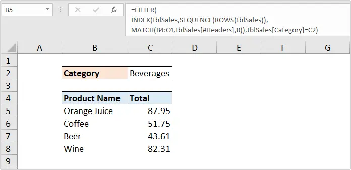 INDEX & MATCH functions to return non-adjacent columns from an array