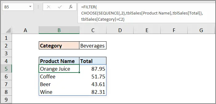 CHOOSE and SEQUENCE to return Non-adjacent columns with dynamic array formulas