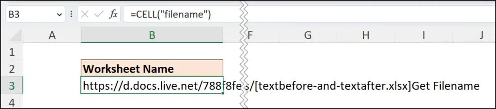 CELL function to return the file path of the workbook