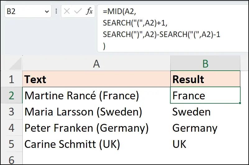 MID formula with irregular number of characters and start index