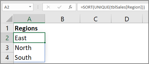 Distinct values in ascending order using UNIQUE and SORT